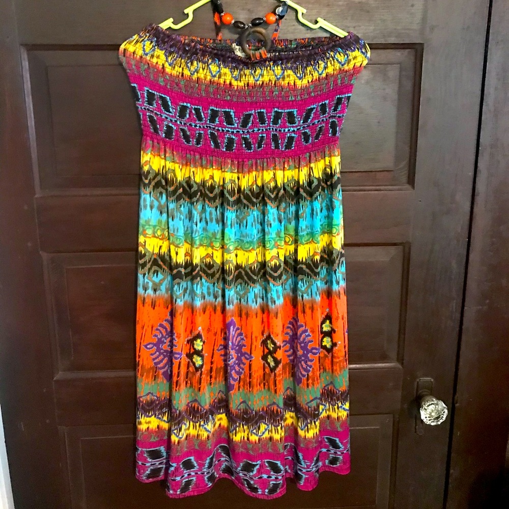 Colorful halter tie dress